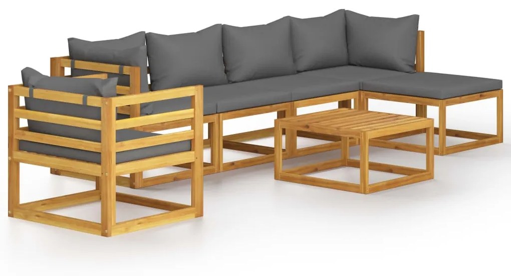 3057606 vidaXL Set mobilier grădină cu perne, 7 piese, lemn masiv de acacia