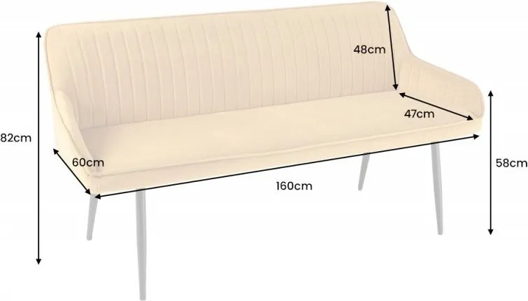 Bancheta tapitata design modern Turin 160cm, catifea galbena
