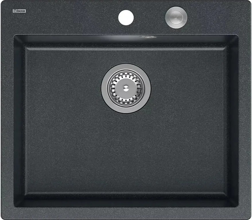 Chiuveta compozit incastrata Quadron Unique Morgan 110 negru - inox 57x50 cm