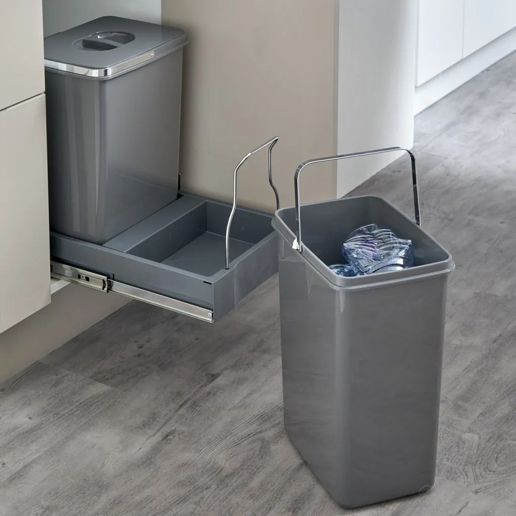 Cos gunoi incorporabil Patty 45 Automatic Ecomax, colectare selectiva, gri antracit, 2 x 20 l Polipropilena Metal, 450 mm, L:305 mm; A:470 mm; H:460