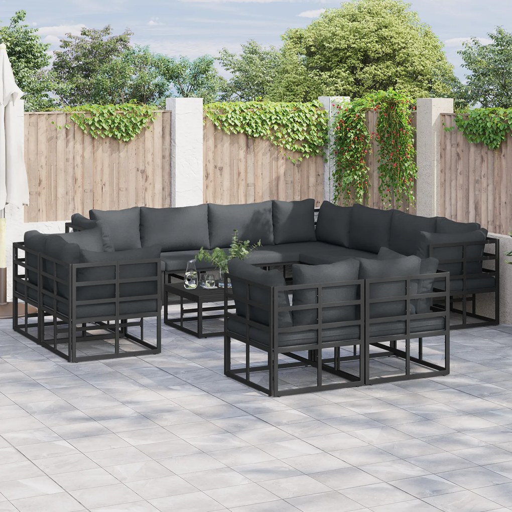 vidaXL Set de canapele pentru grădină 11 pcs Negru 283 x 283 x 71 cm