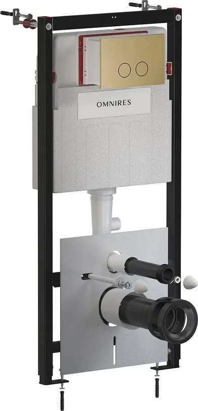 Rezervor incastrat Omnires StrongFrame ECO pentru vas WC suspendat si clapeta de actionare Steel-R45 finisaj bronz antichizat periat