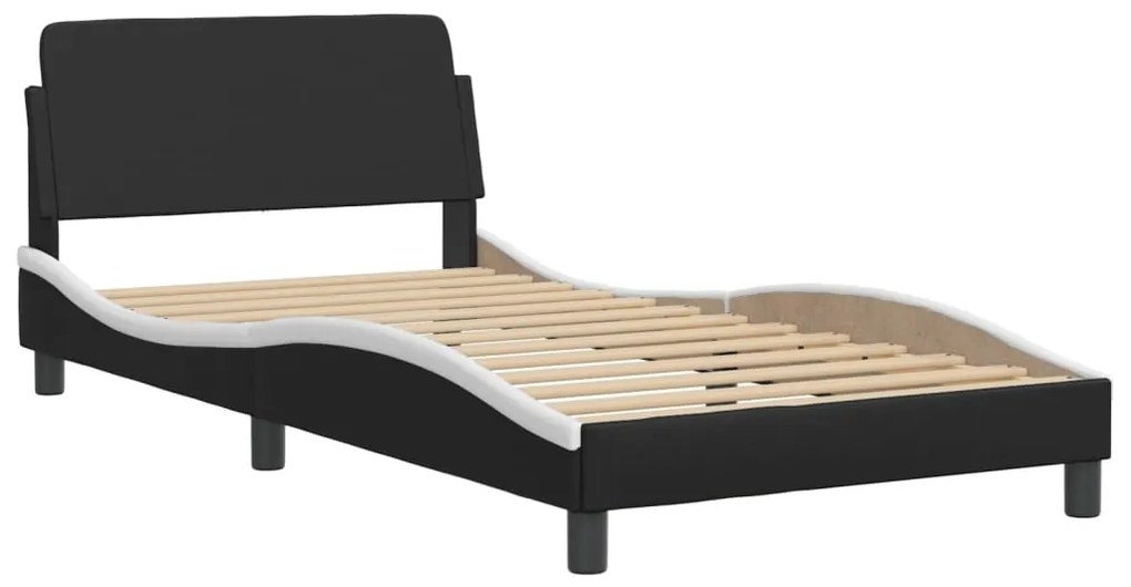373143 vidaXL Cadru de pat cu tăblie negru și alb 100x200cm piele artificială
