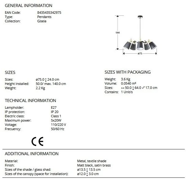 Lustra suspendata design moderm Gisela