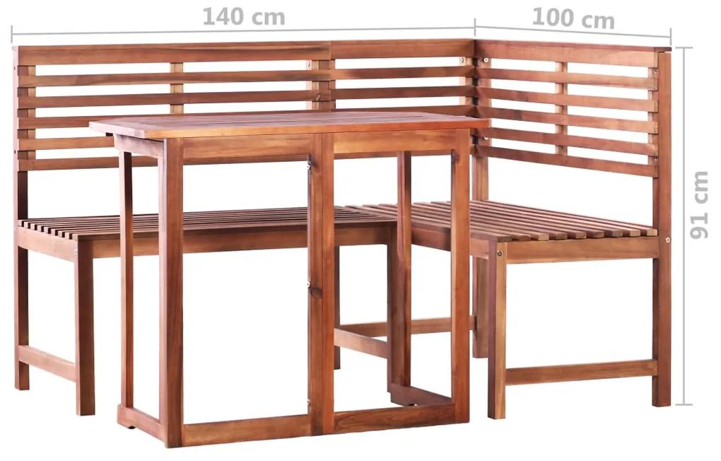 Set mobilier bistro, 2 piese, lemn masiv de acacia Maro, 2