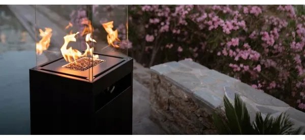 Șemineu de exterior pe gaz Planika Faro GAS 142x36 cm 8kW negru + capac de protecție