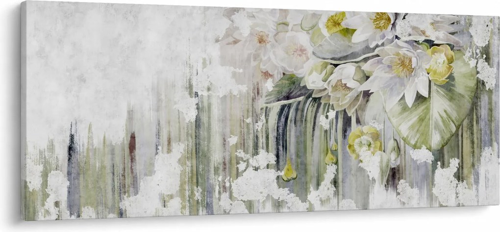 Tablou - Flori albe, vintage (120x50 cm)