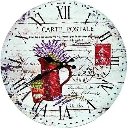 Ceas perete lemn Lavander White ø34