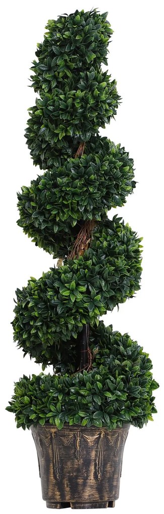 Outsunny Plantă Artificială Decorativă Buxus în Spirală cu Ghiveci Inclus, Ф32x120 cm, Verde | Aosom Romania