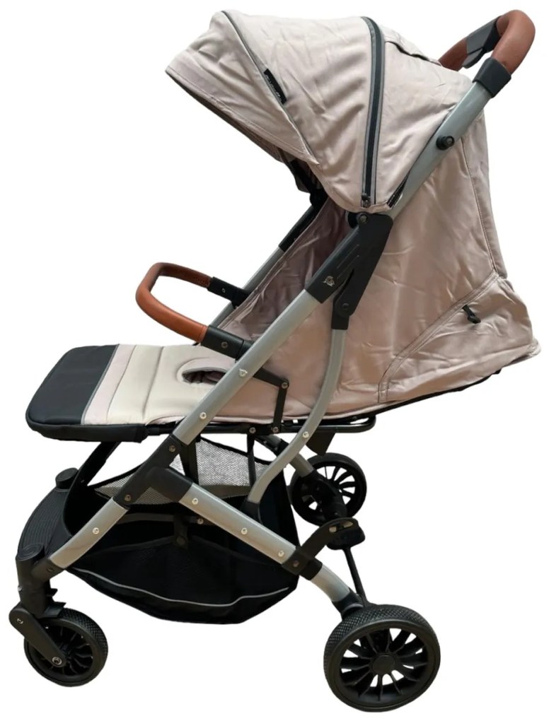 Carucior sport cu functie de pliere tip troller, sezut reglabil, husa pentru picioare si geanta 6-36 luni, Crem - CPC-62-crem