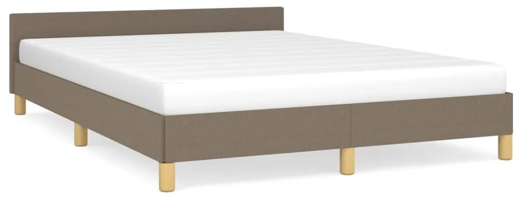 347411 vidaXL Cadru de pat cu tăblie, gri taupe, 140x190 cm, textil