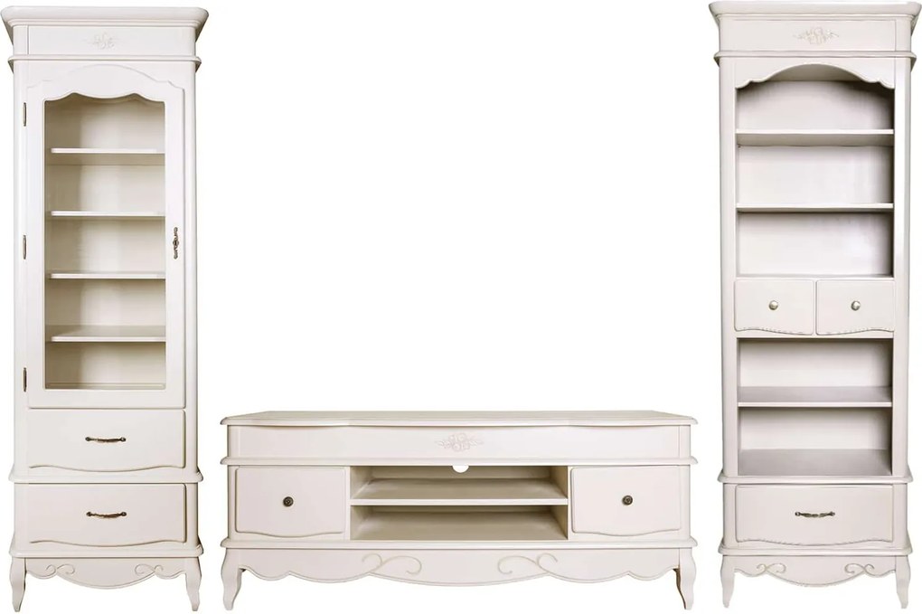 Set lemn masiv alb antic Living Casandra 3 Piese