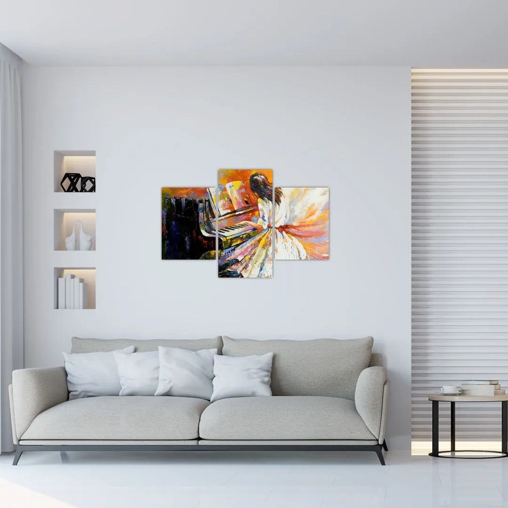 Tablou - Femeia cântând la pian (90x60 cm)