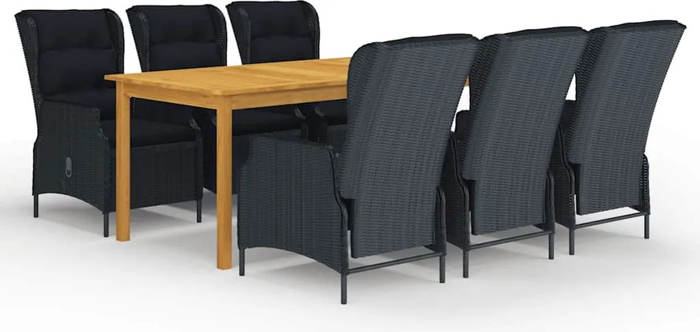 vidaXL Set mobilier de grădină, 7 piese, gri închis
