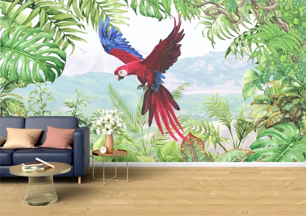 Tapet Premium Canvas - Papagal colorat in zbor