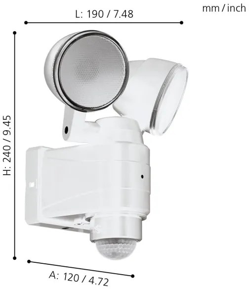 Corp de iluminat LED de exterior cu senzor Eglo 98194 CASABAS 2xLED/4W/4xLR14 IP44