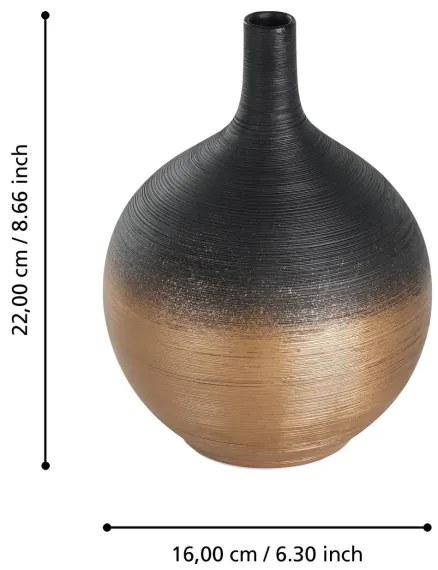 Vază ceramică Eglo 421416 SARYKSU 22x16 cm negru/auriu