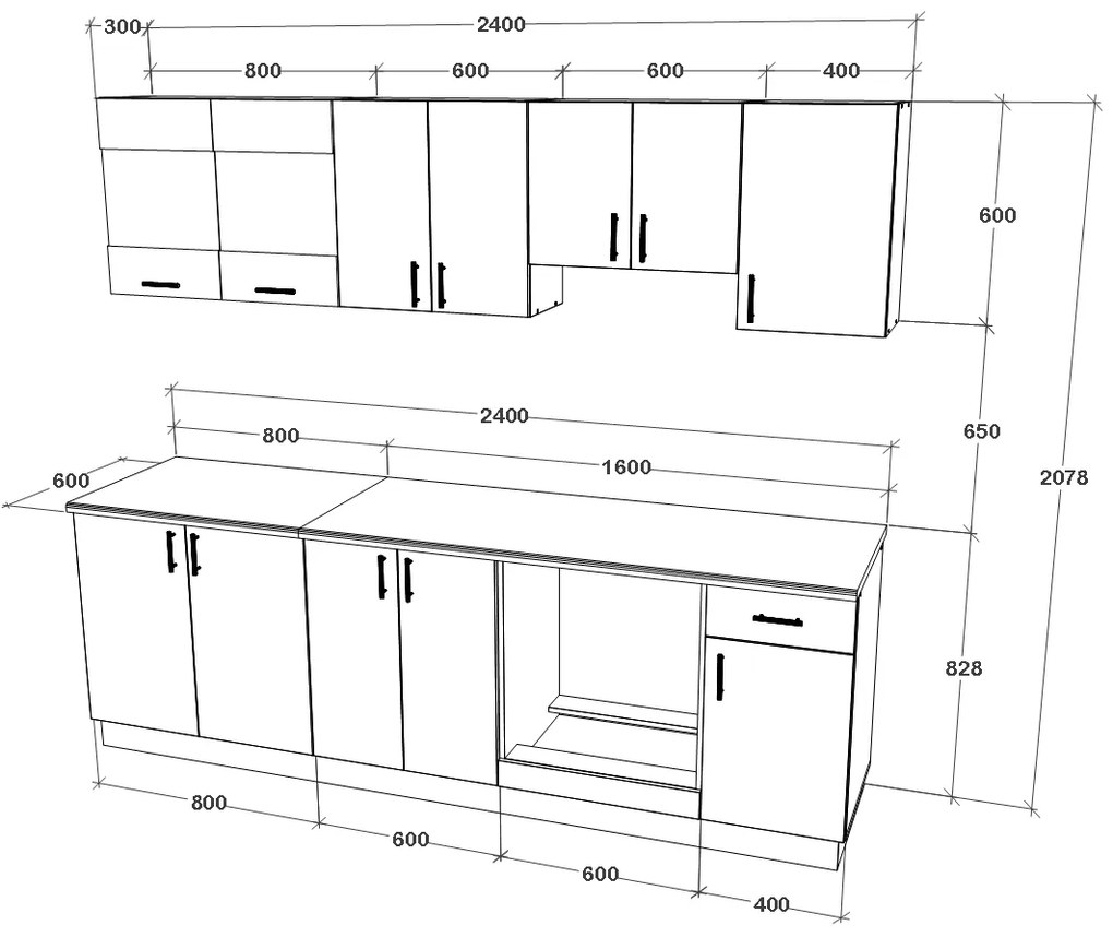 Set haaus V15, Lemn Natural/Alb, Blat Thermo 28 mm, L 240 cm