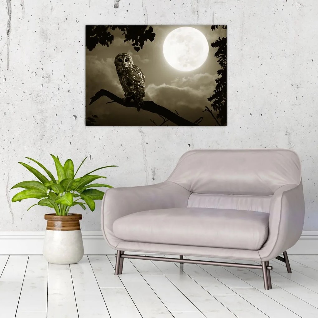 Tablou - Bufniță de noapte, auriu (70x50 cm)