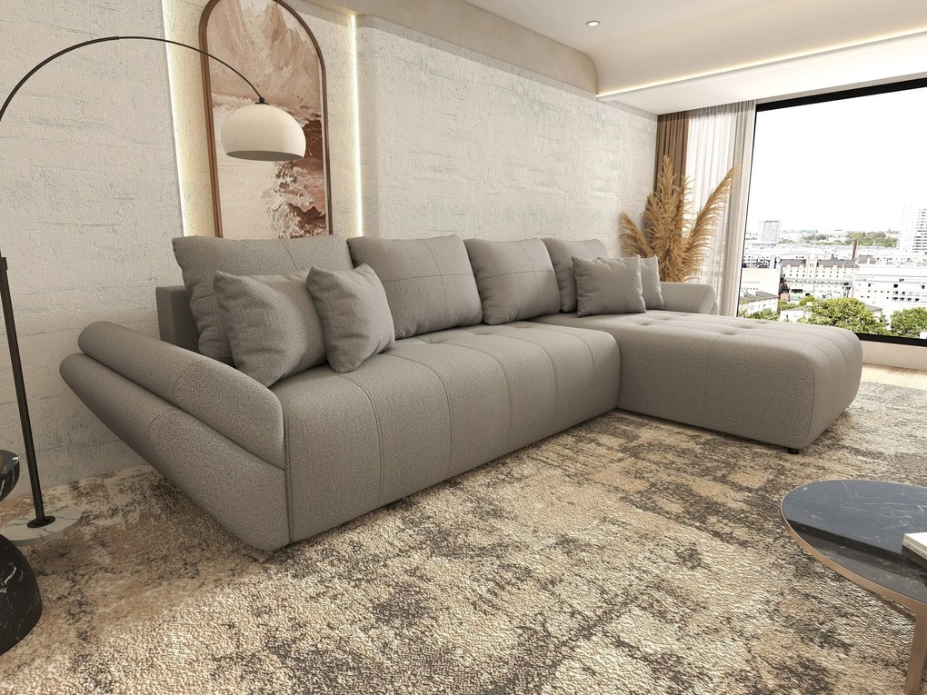 Colțar extensibil dumonde cu ladă de depozitare si sezut confortabil din spuma high-density, Berlin XL Enjoy Grey 350x185 cm II