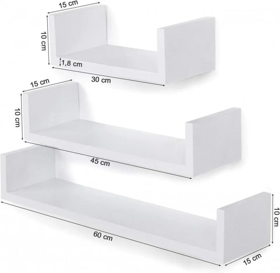 Set 3 rafturi perete, alb, LWS66W