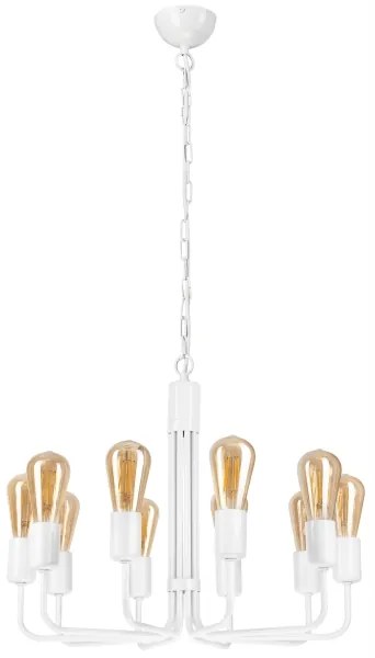Candelabru cu lanț, 10 x E27, 60 W, 230 V, alb