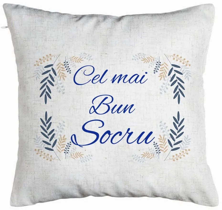 Perna Decorativa pentru Socrul 1, 40x40 cm, Alb Murdar, Husa Detasabila, Burduf