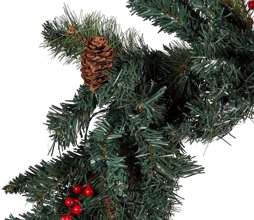 Ghirlandă de Crăciun 180 cm Thorfinn (verde) (cu iluminat). 1076094