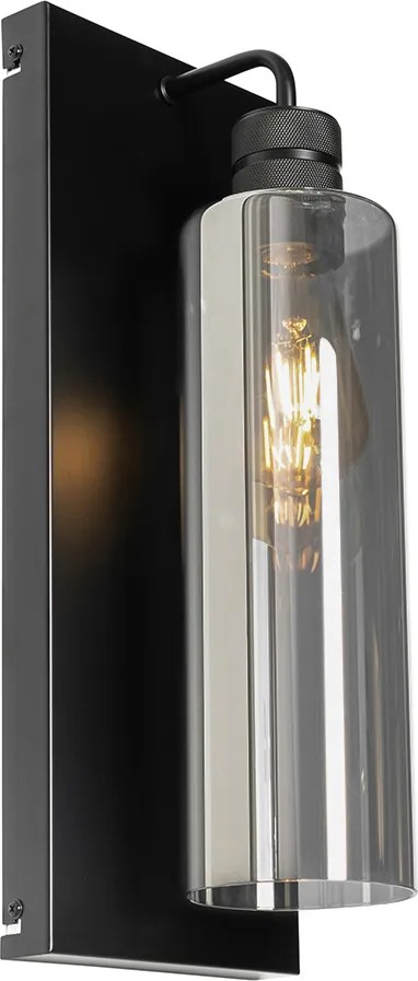 Lampa de perete moderna neagra cu sticla fumurie - Stavelot