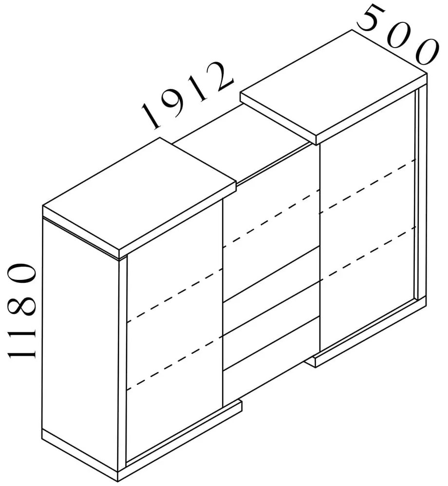 Dulap mediu Lineart 191,2 x 50 x 118 cm, ulm deschis / alb