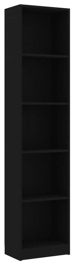 800847 vidaXL Bibliotecă cu 5 rafturi, negru, 40x24x175 cm, PAL