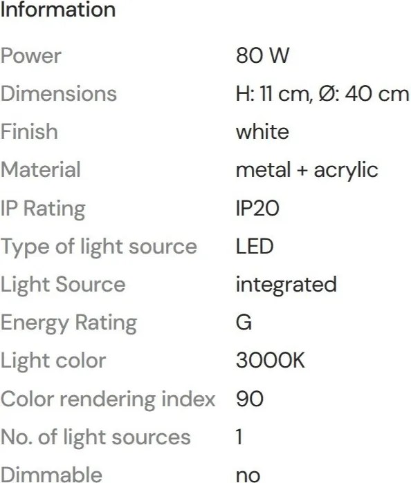 Plafoniera LED design circular Aruba 60cm alba