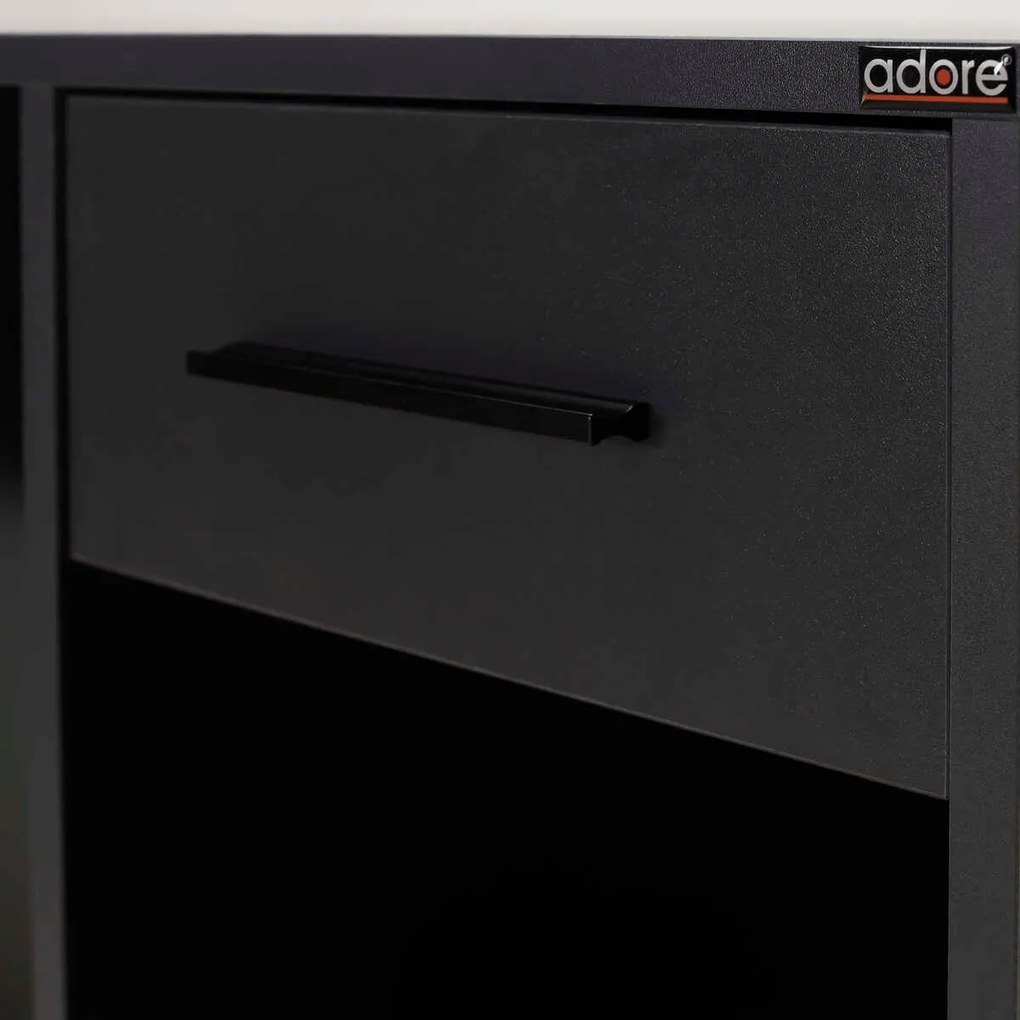 Birou Modern Adore Concept cu Sertar și 2 Rafturi, Alb - Maro - Stejar - Antracit, 90x52x75 cm