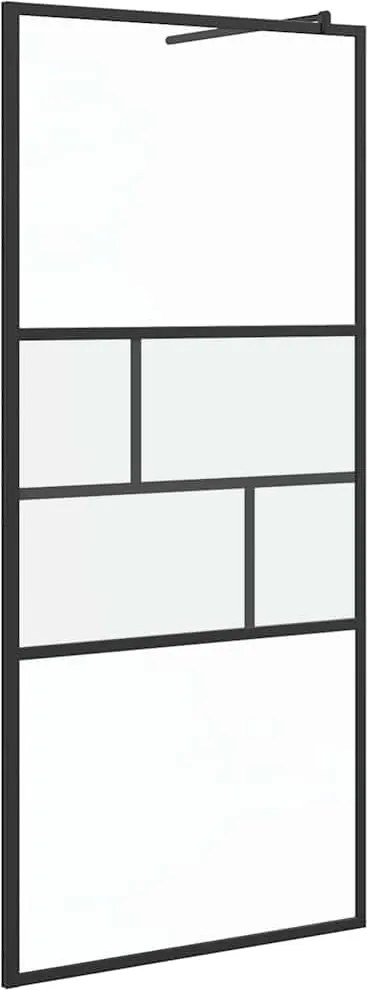 vidaXL Zid de duș walk-in Negru 80 x 195 x 0.5 cm Sticlă și Aluminiu