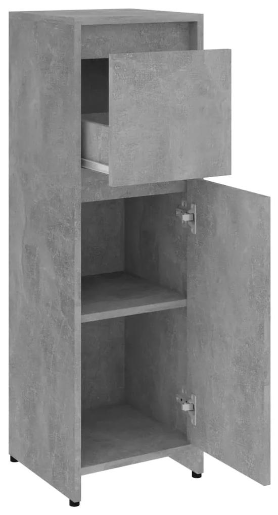 Set mobilier de baie, 4 piese, gri beton, PAL Gri beton, 1
