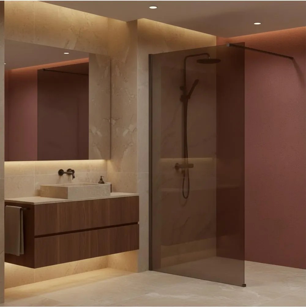 Paravan de dus fumuriu Rea Flexi Brown 120 cm Titan