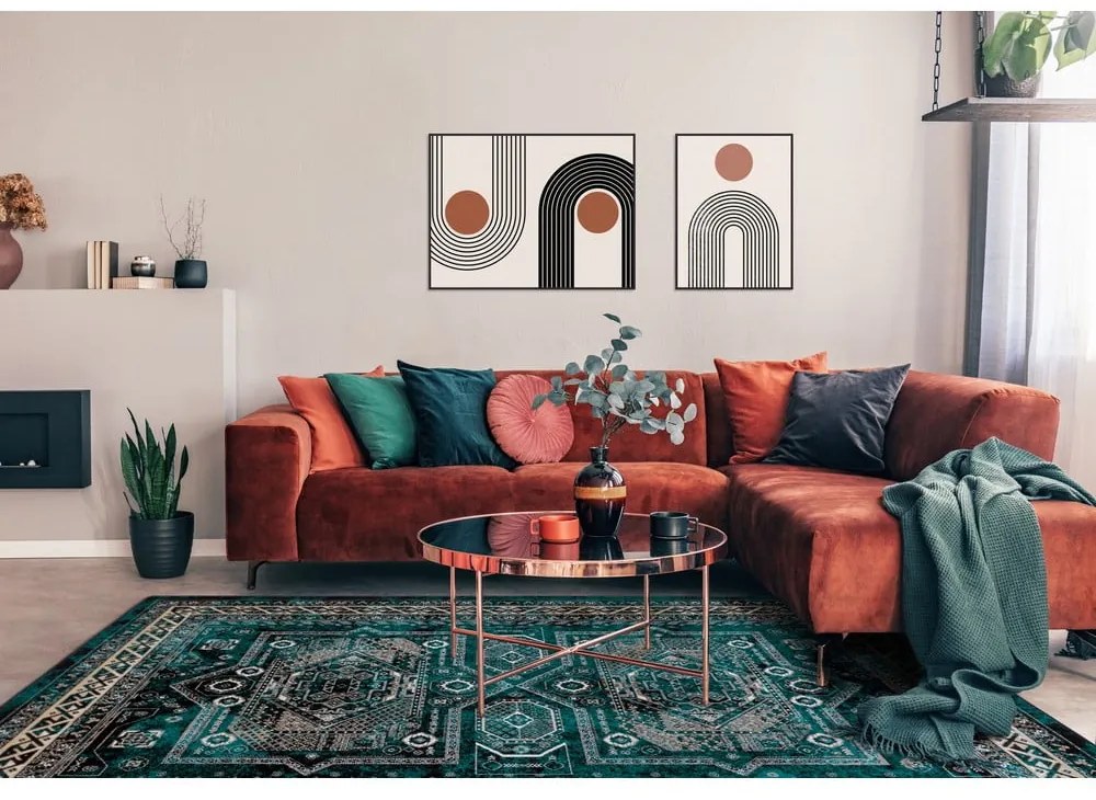 Covor în culoarea petrolului din lână 133x180 cm Mia – Agnella