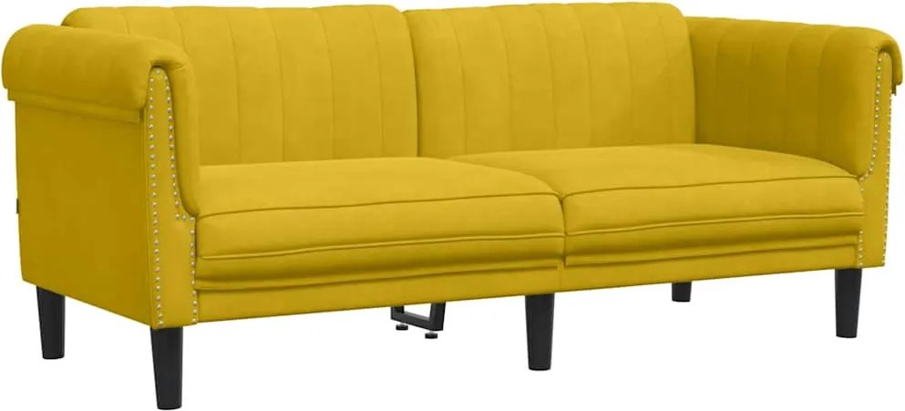 vidaXL Canapea cu 2 locuri, galben, catifea