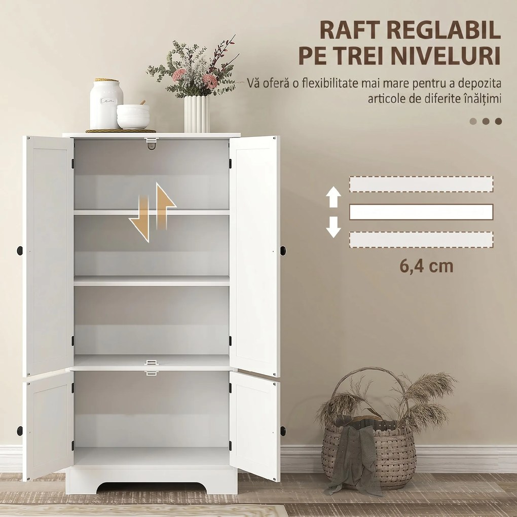 HOMCOM Dulap Alb 4Uși Reglabil | Aosom Romania