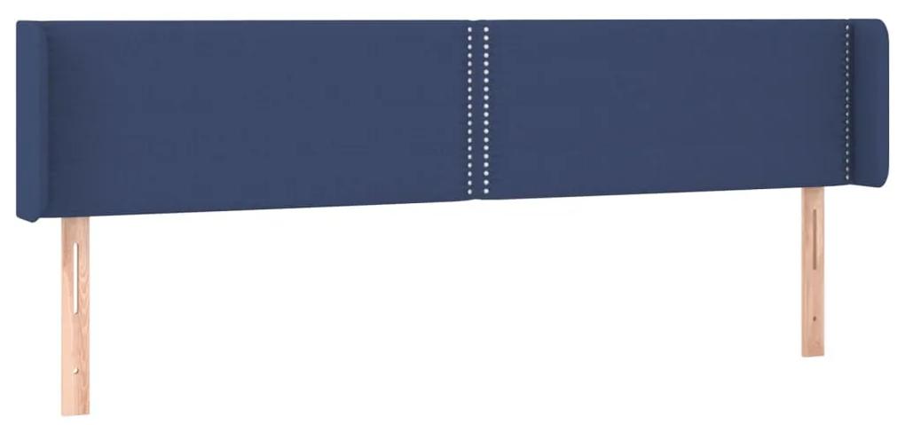 3118648 vidaXL Tăblie de pat cu aripioare, albastru, 183x16x78/88 cm textil