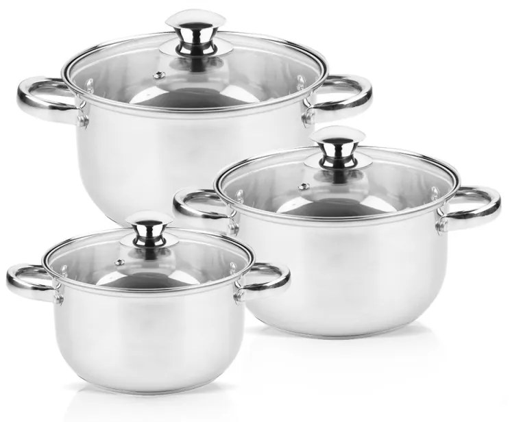 Set oale Rosberg R51210O6, 6 piese, 3-5 L, Capac din stica, Inox