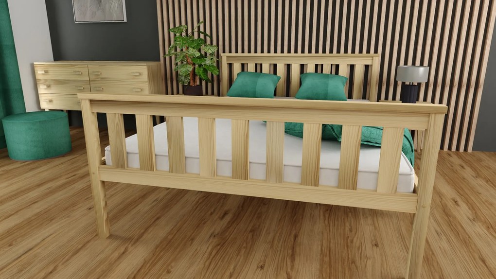 Pat de o persoana KALEA 90 x 200 cm, pin Saltele: Cu saltele Sommera 18 cm, Somiera pat: Cu lamele drepte