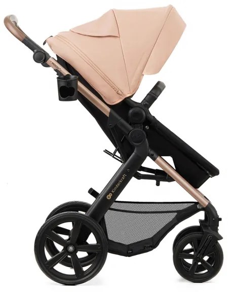 Cărucior de copii combinat 3 în 1 KINDERKRAFT MOOV 2 Sand beige + scaun auto MINK PRO