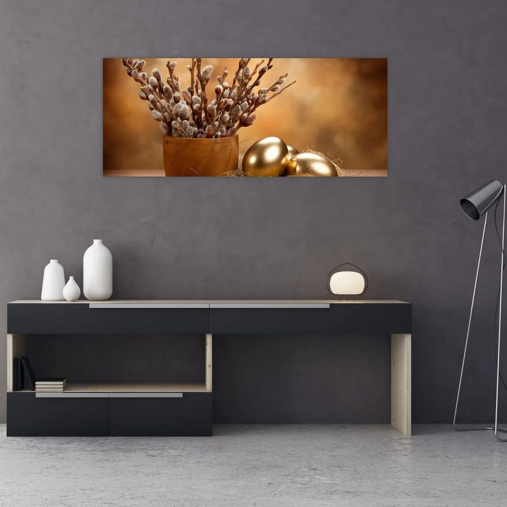 Tablou cu ou și pisicuțe (120x50 cm)