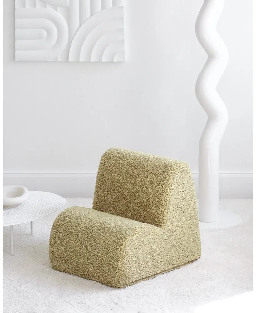 Fotoliu de copii verde cu tapițerie din țesătură bouclé Cloud – Wigiwama