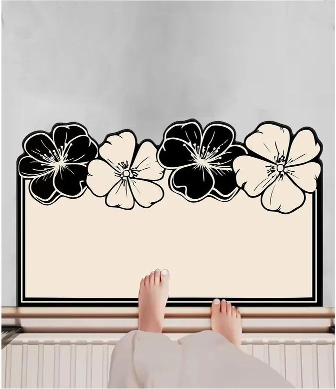 Covoraș de baie negru/crem 60x100 cm Morpho – Foutastic