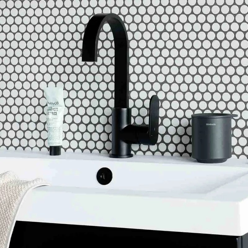Cutie accesorii pentru baie Brabantia MindSet Mineral 1005686, Baza antiderapanta, Finisaj mineral, Gri