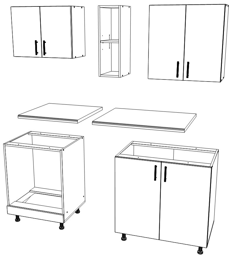 Set Bucatarie Karo haaus V4, Lemn Natural/Alb, Blat Thermo 28 mm, L 140 cm