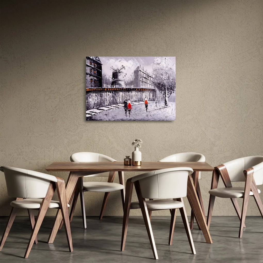 Tablou pe sticlă - Pictură în ulei a orașului II. (70x50 cm)