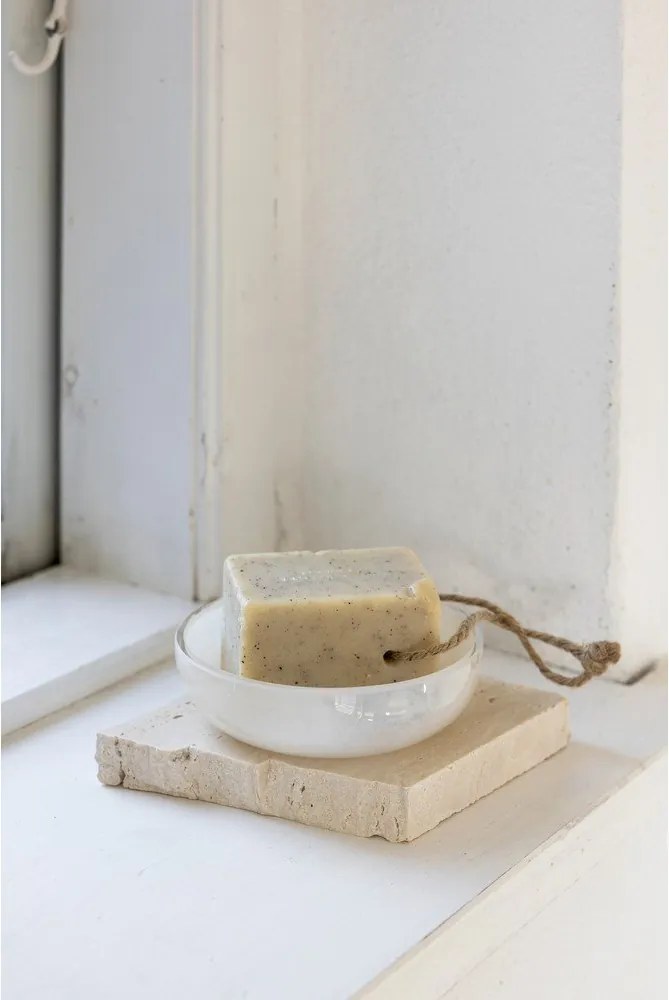 Săpunieră crem din sticlă Opal – Mette Ditmer Denmark